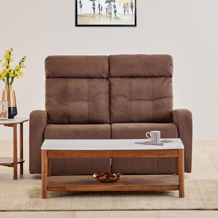 Helios Toledo Fabric 2-Seater Manual Recliner - Brown