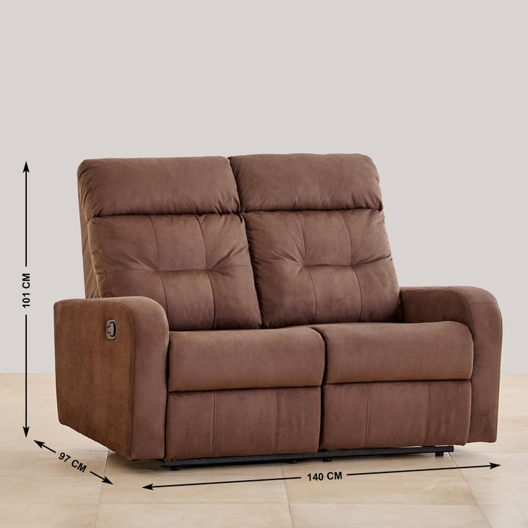 Helios Toledo Fabric 2-Seater Manual Recliner - Brown