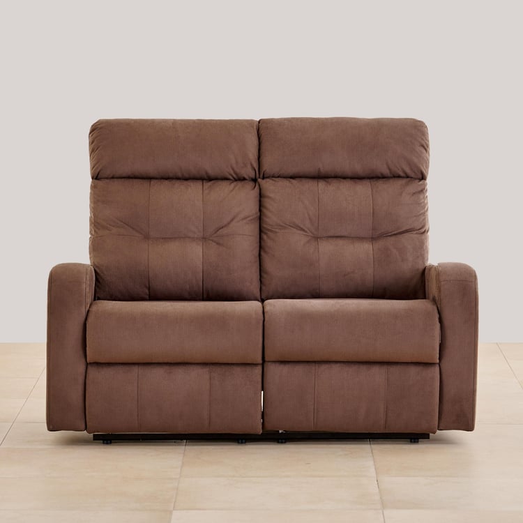 Helios Toledo Fabric 2-Seater Manual Recliner - Brown