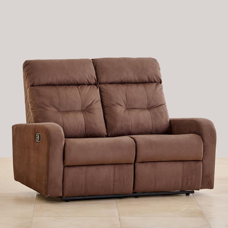 Helios Toledo Fabric 2-Seater Manual Recliner - Brown