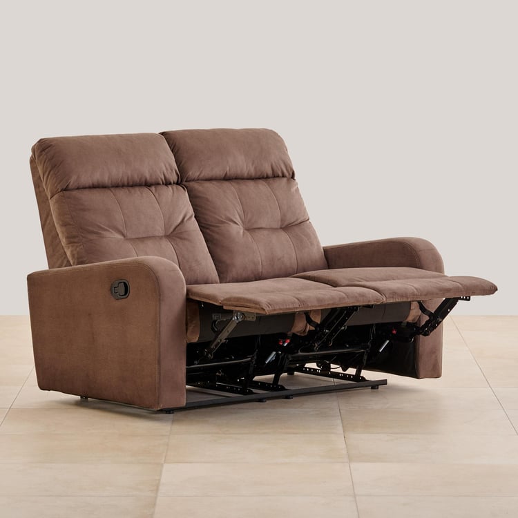 Helios Toledo Fabric 2-Seater Manual Recliner - Brown