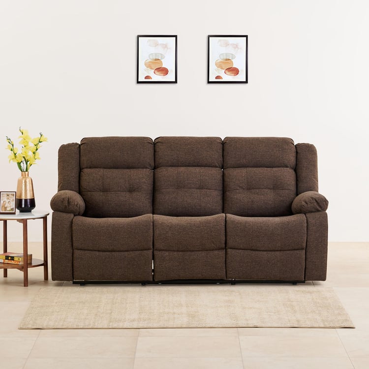 Helios Zurich Fabric 3-Seater Manual Recliner - Brown