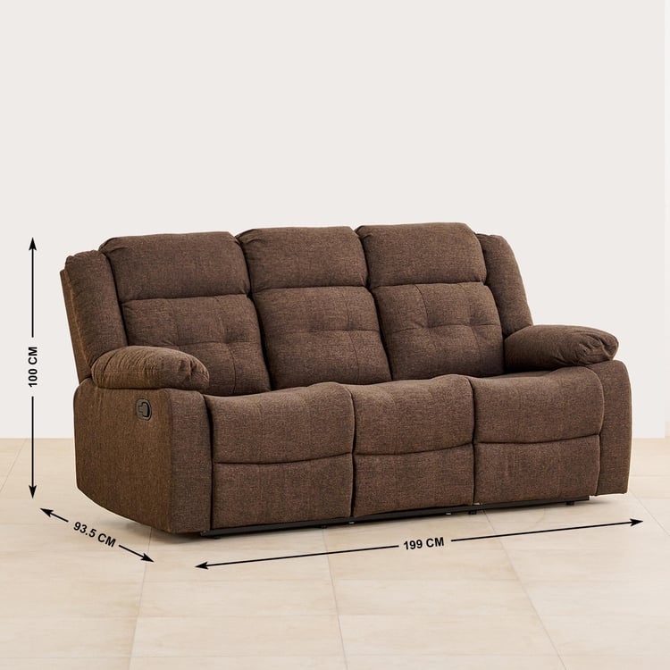 Helios Zurich Fabric 3-Seater Manual Recliner - Brown