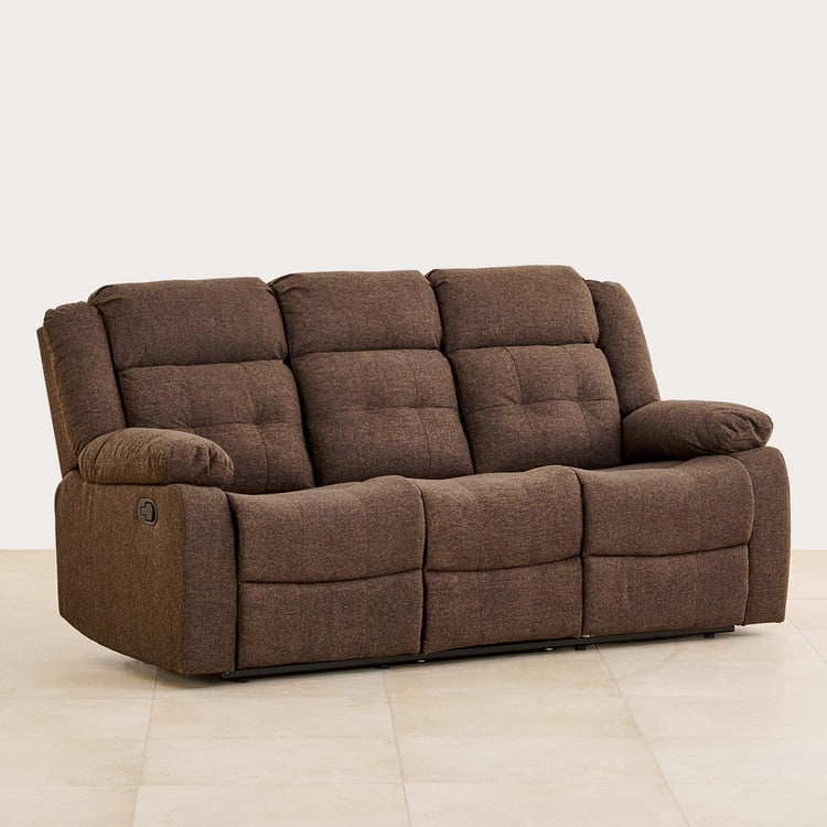 Helios Zurich Fabric 3-Seater Manual Recliner - Brown