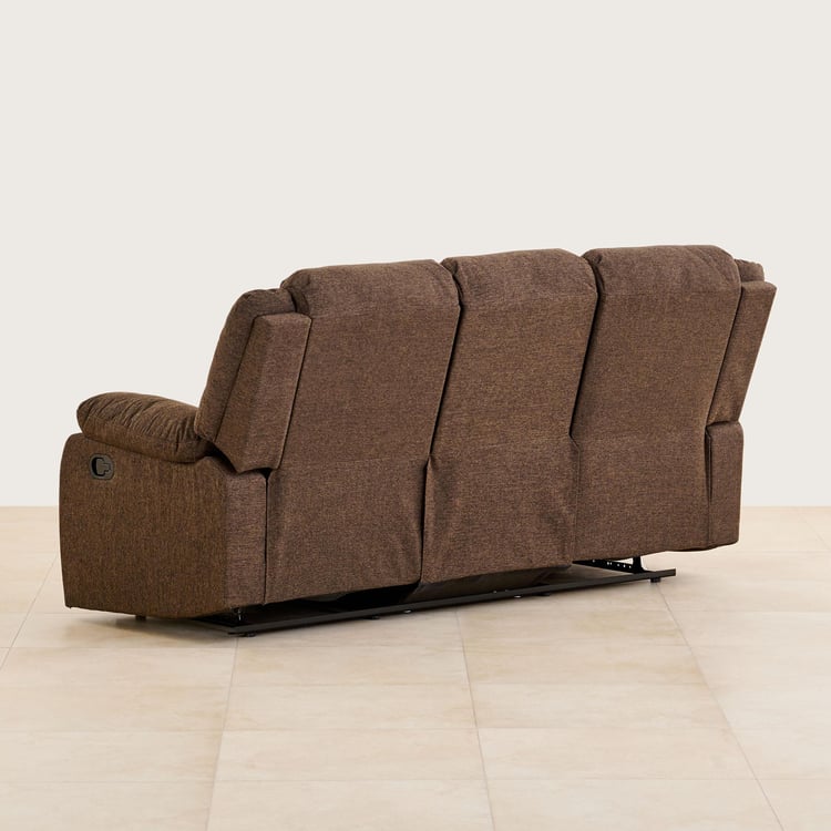 Helios Zurich Fabric 3-Seater Manual Recliner - Brown