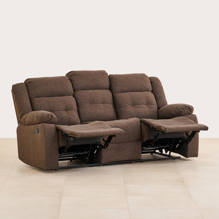 Helios Zurich Fabric 3-Seater Manual Recliner - Brown