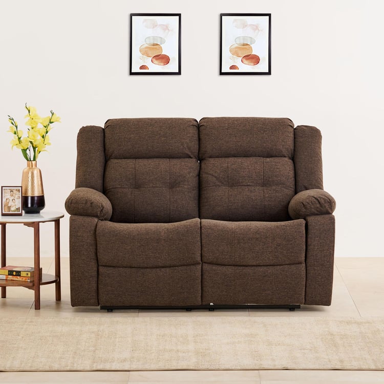 Helios Zurich Fabric 2-Seater Manual Recliner - Brown