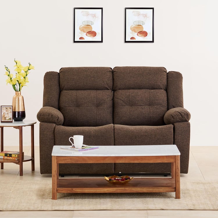 Helios Zurich Fabric 2-Seater Manual Recliner - Brown