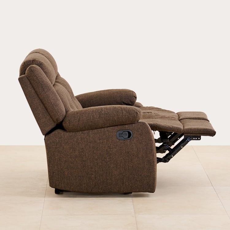 Helios Zurich Fabric 2-Seater Manual Recliner - Brown