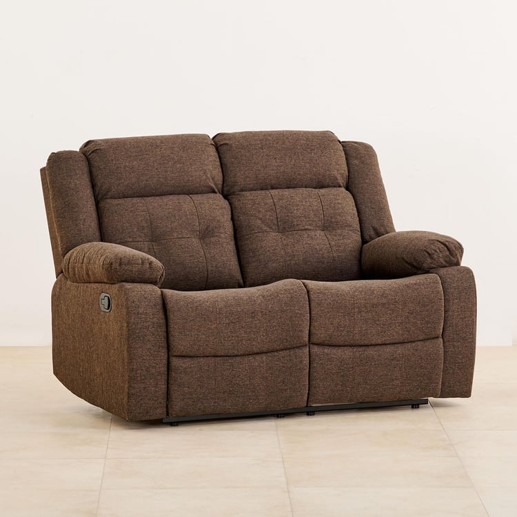 Helios Zurich Fabric 2-Seater Manual Recliner - Brown