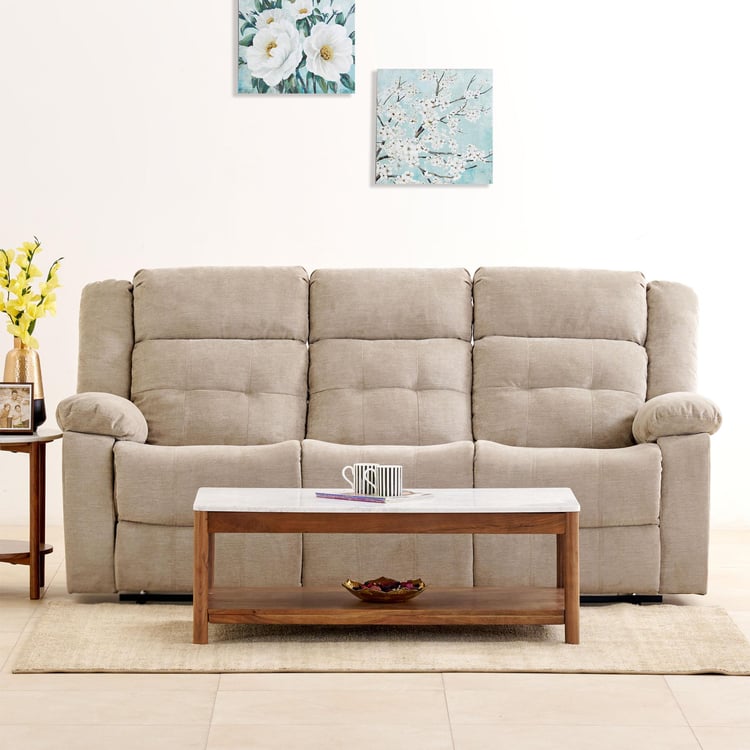 Helios Zurich Fabric 3-Seater Manual Recliner - Beige