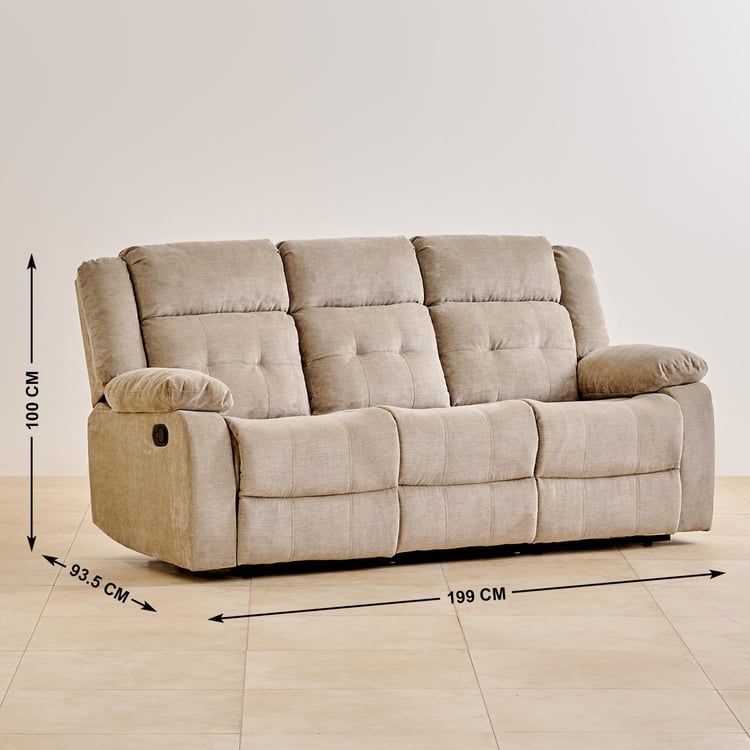 Helios Zurich Fabric 3-Seater Manual Recliner - Beige