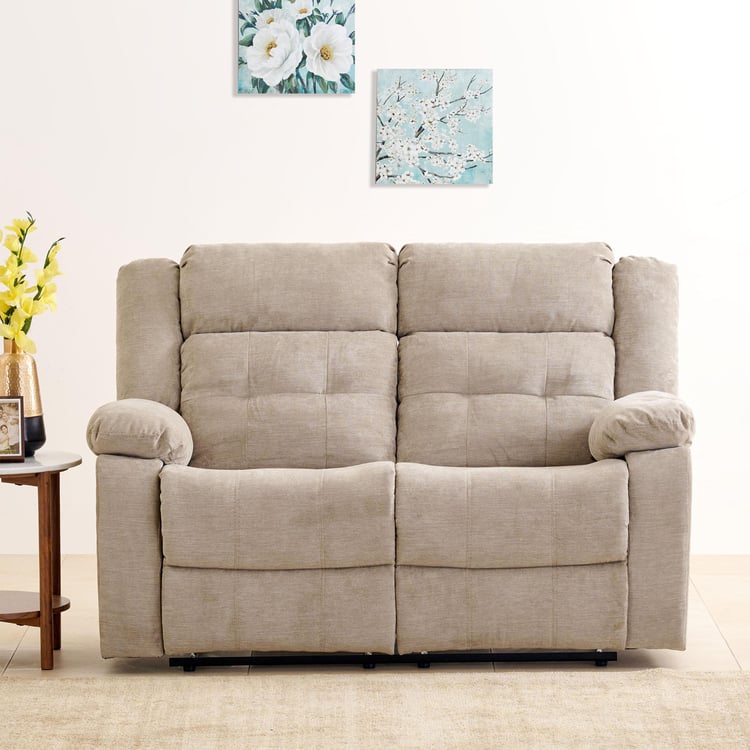 Helios Zurich Fabric 2-Seater Manual Recliner - Beige