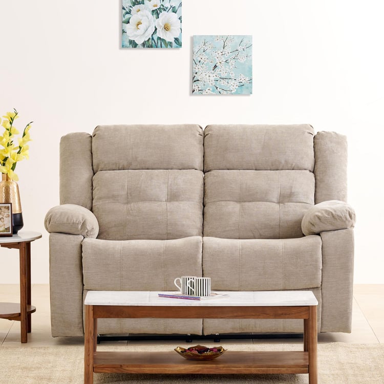 Helios Zurich Fabric 2-Seater Manual Recliner - Beige