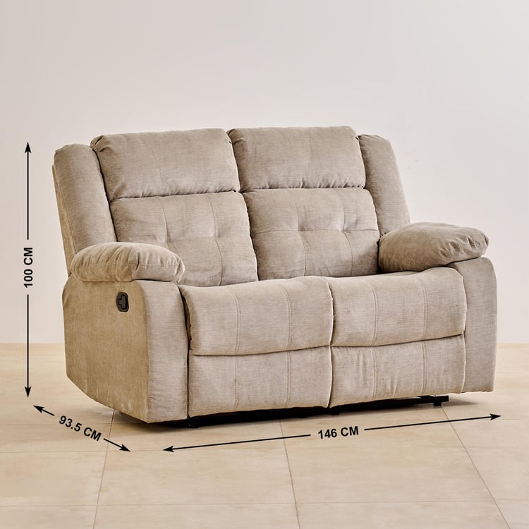 Helios Zurich Fabric 2-Seater Manual Recliner - Beige