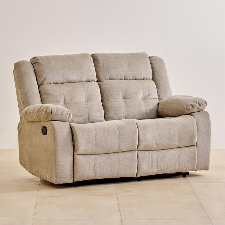 Helios Zurich Fabric 2-Seater Manual Recliner - Beige