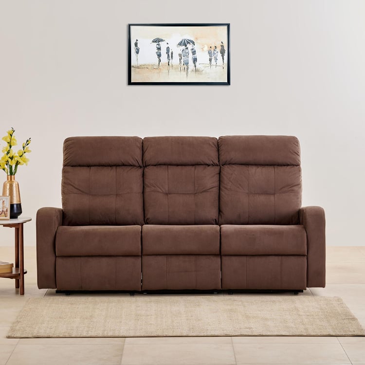 Helios Toledo Fabric 3-Seater Manual Recliner - Brown