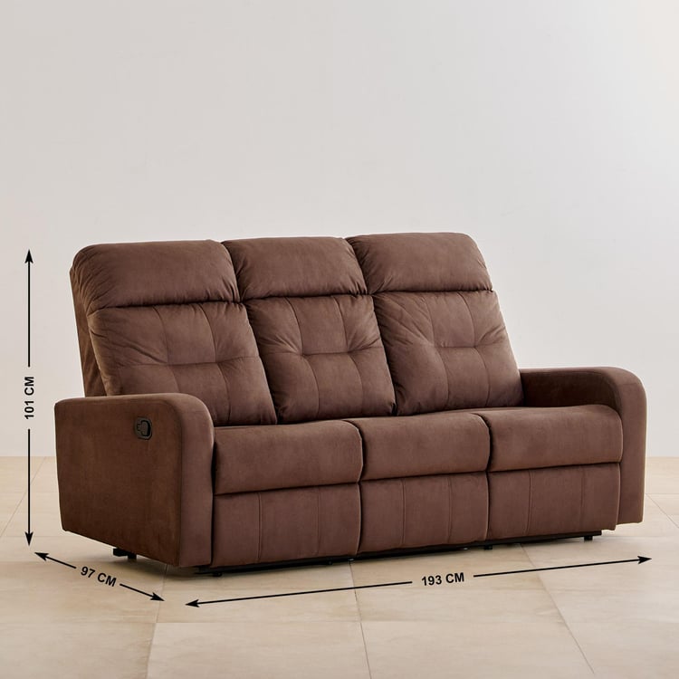 Helios Toledo Fabric 3-Seater Manual Recliner - Brown