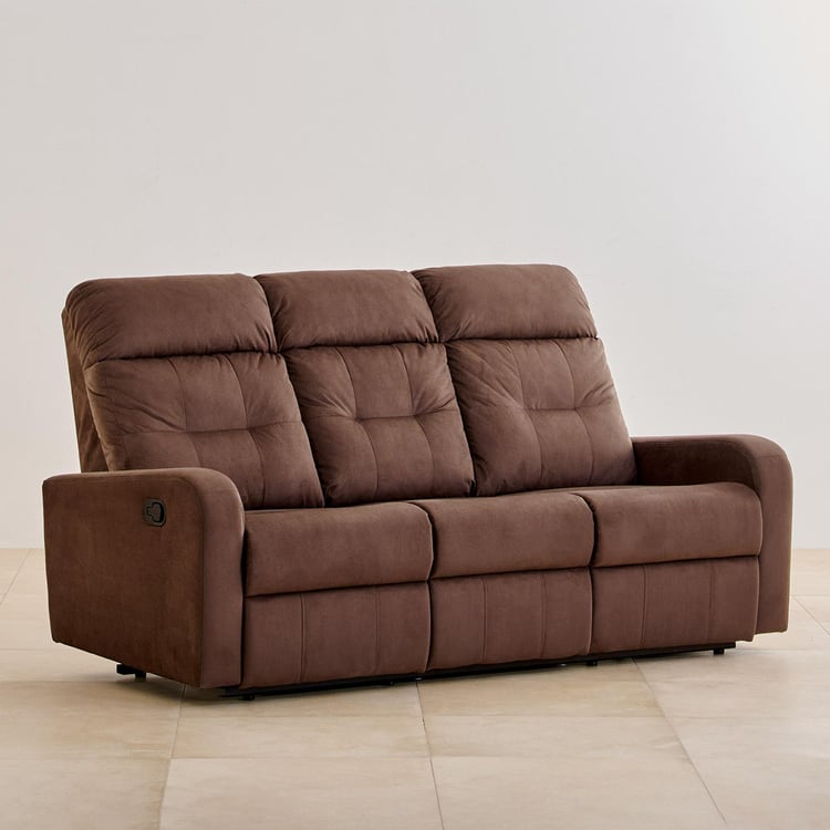 Helios Toledo Fabric 3-Seater Manual Recliner - Brown