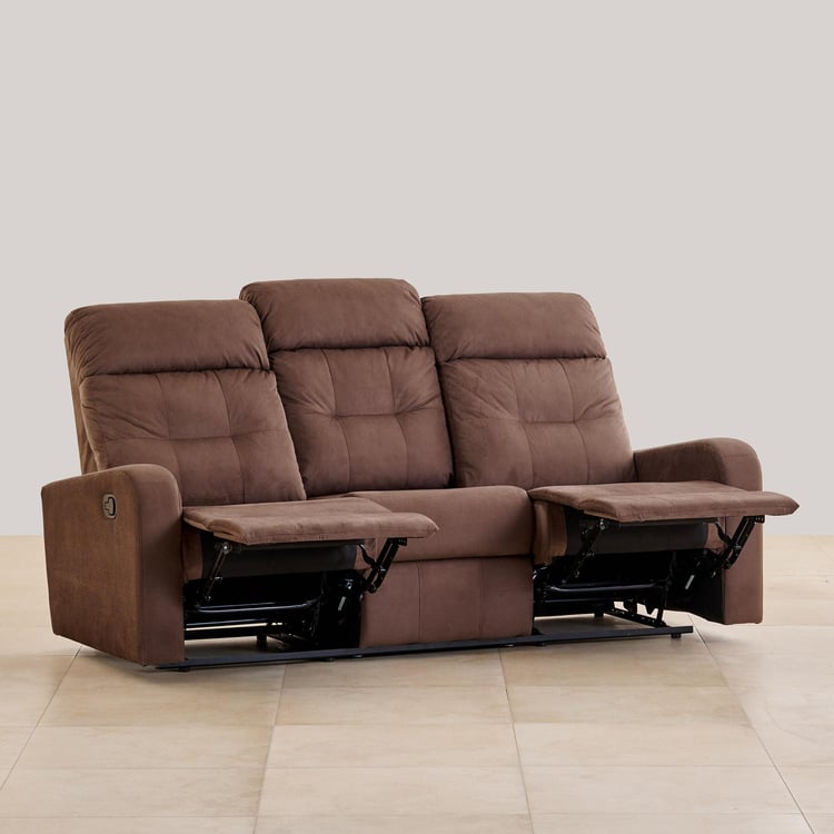 Helios Toledo Fabric 3-Seater Manual Recliner - Brown