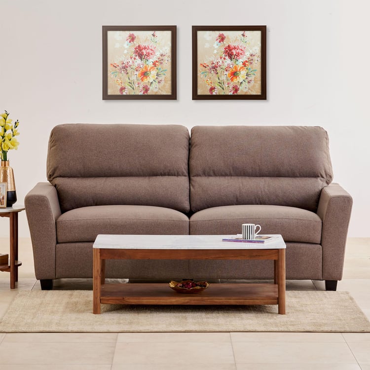 Helios Piper Fabric 3-Seater Sofa - Coffee