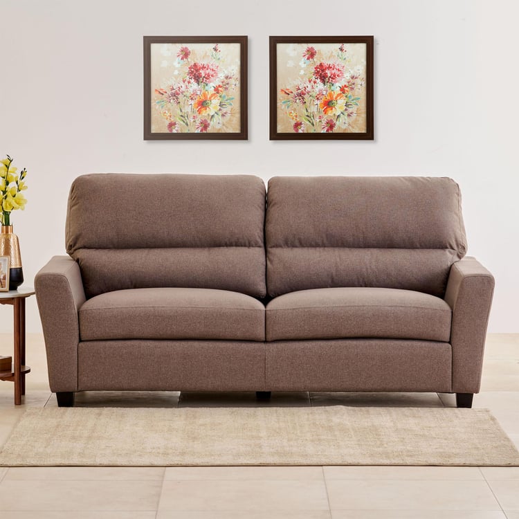 Helios Piper Fabric 3-Seater Sofa - Coffee