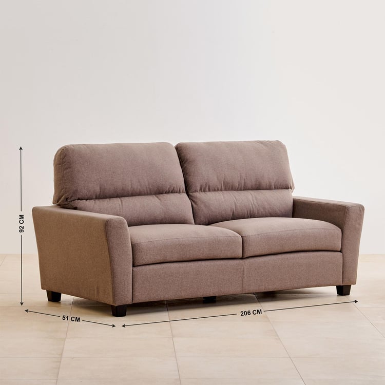 Helios Piper Fabric 3-Seater Sofa - Coffee