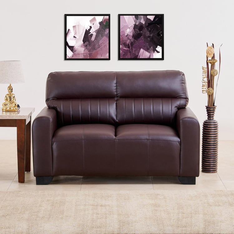 Albury Faux Leather 2-Seater Sofa - Brown