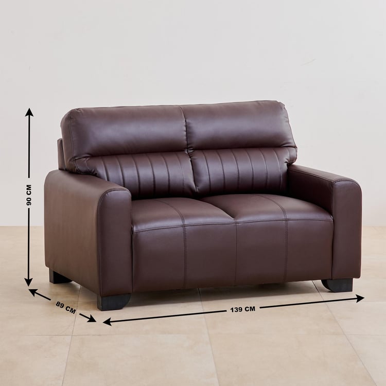 Albury Faux Leather 2-Seater Sofa - Brown