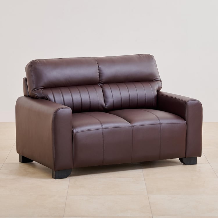 Albury Faux Leather 2-Seater Sofa - Brown