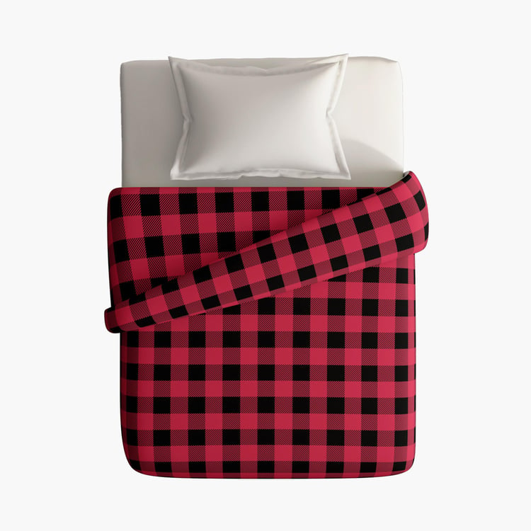PORTICO Mellow Flannel Checked Single Comforter