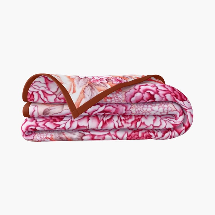 PORTICO Montana Red and White Printed Cotton Single Blanket - 160 m x 220 cm