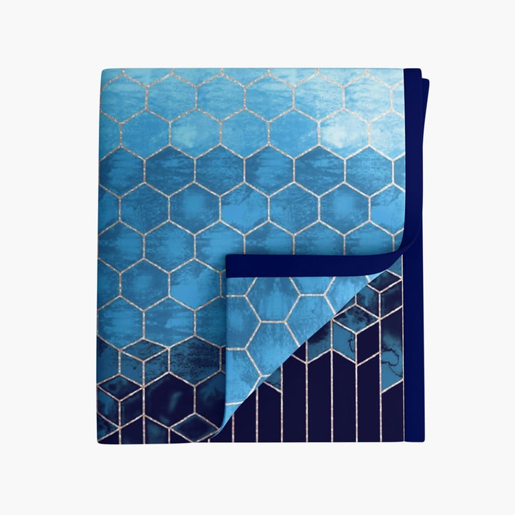 PORTICO Montana Blue Printed Cotton Single Blanket - 160x220cm