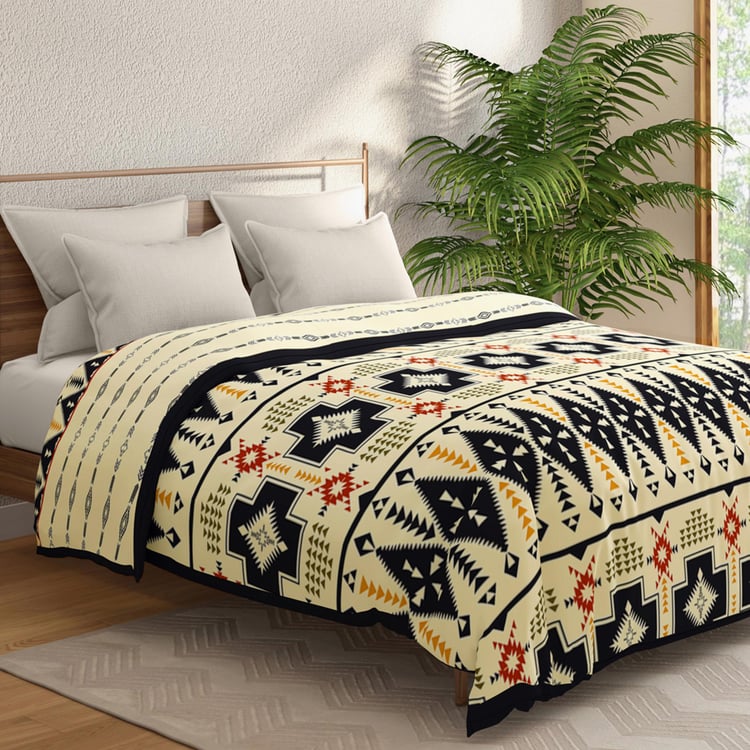PORTICO Atlantic Black Printed Cotton Queen Blanket - 220x240cm