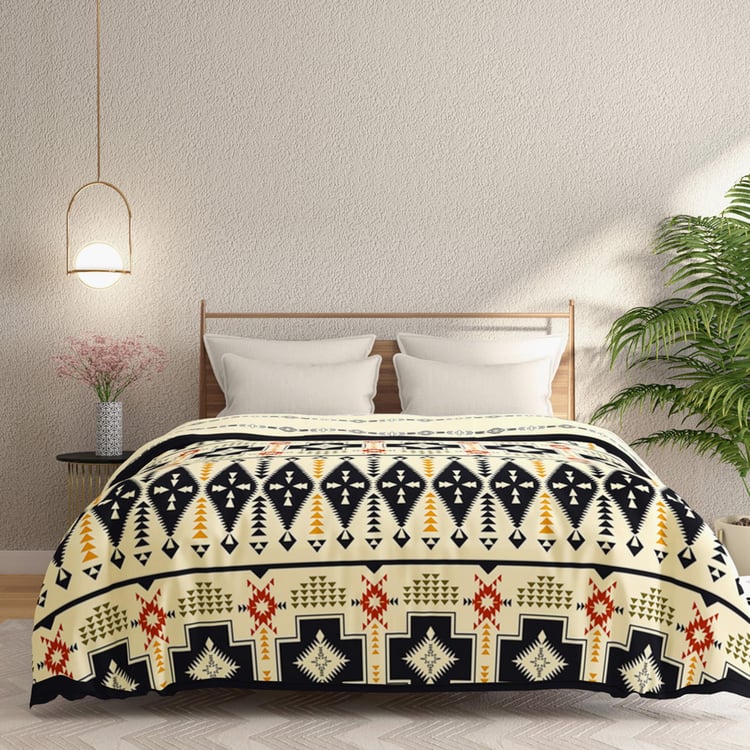 PORTICO Atlantic Black Printed Cotton Queen Blanket - 220x240cm