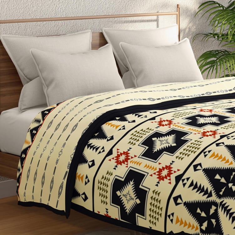 PORTICO Atlantic Black Printed Cotton Queen Blanket - 220x240cm
