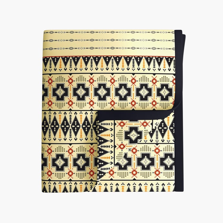 PORTICO Atlantic Black Printed Cotton Queen Blanket - 220x240cm