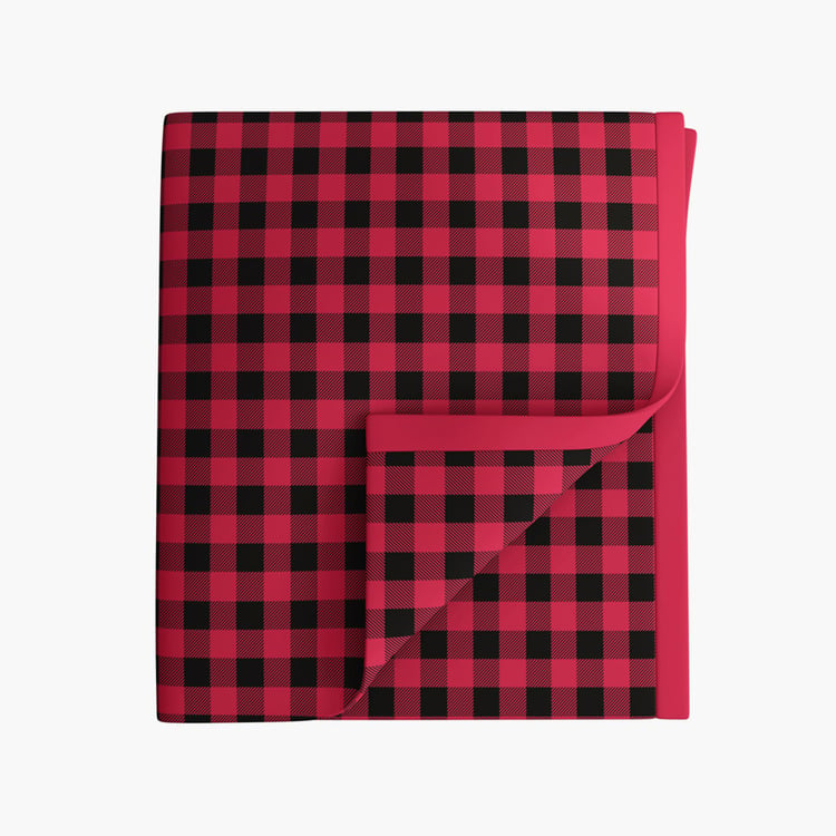 PORTICO Atlantic Red and Black Checked Cotton Queen Blanket - 220x240cm