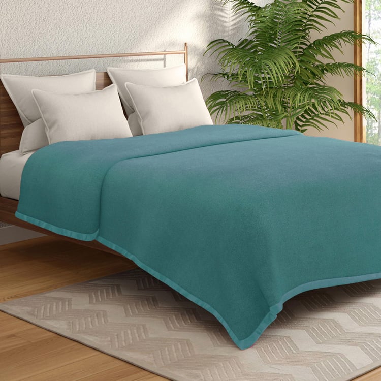 PORTICO Melange Fleece Solid Double Blanket