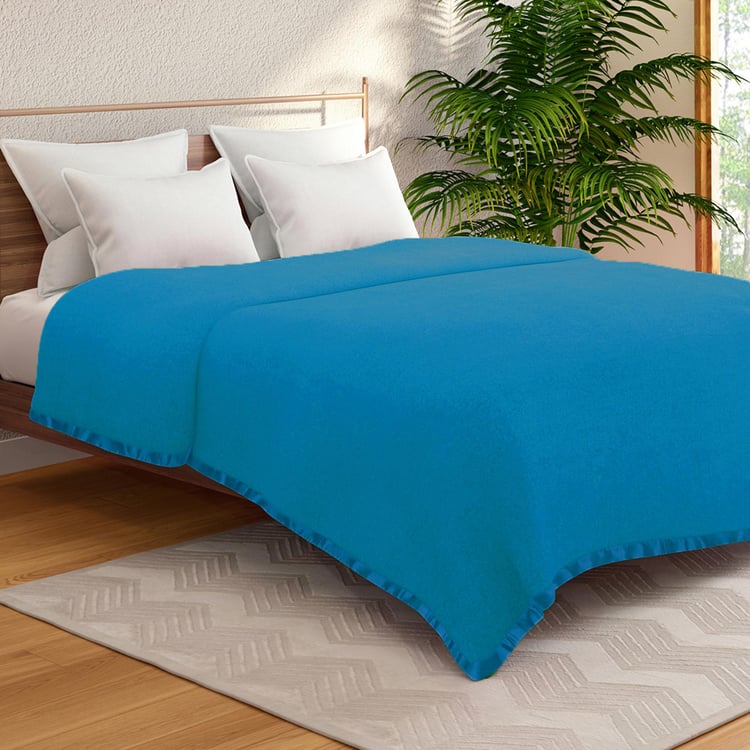 PORTICO Melange Fleece Solid Double Blanket