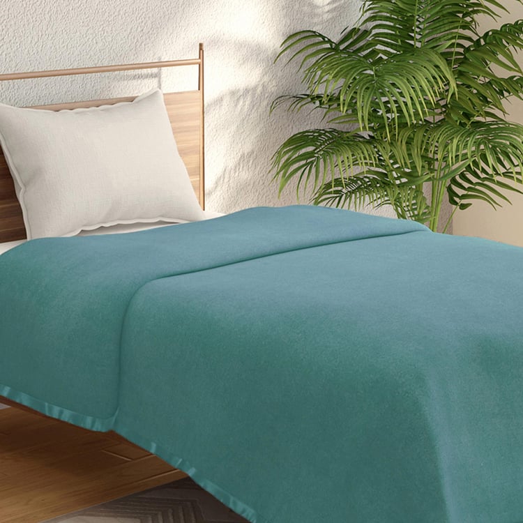 PORTICO Melange Teal Fleece Single Blanket - 152x229cm