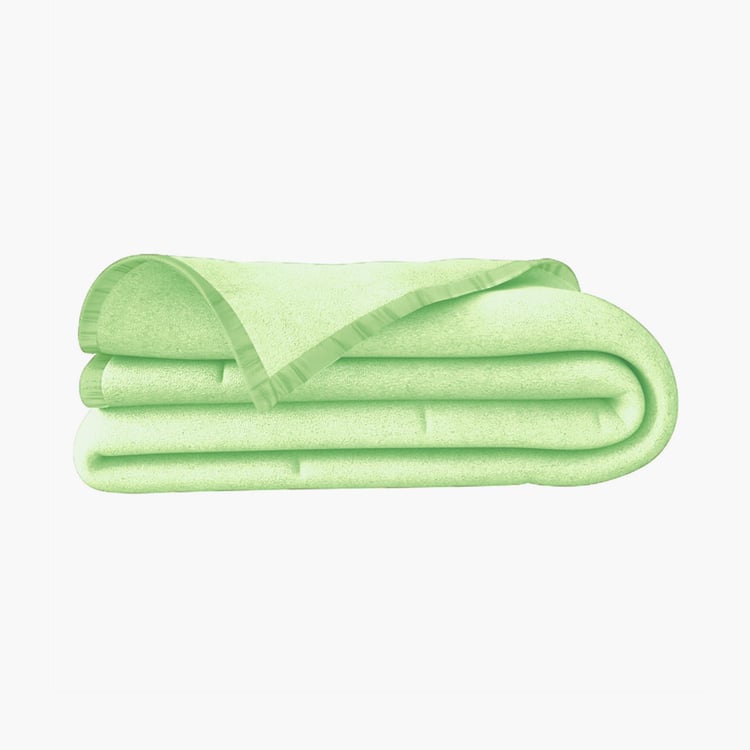 PORTICO Melange Green Solid Fleece Single Blanket- 152x229cm