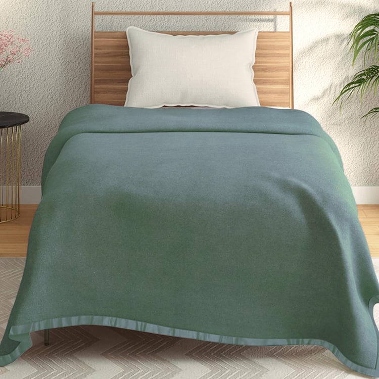 PORTICO Melange Green Solid Single Blanket - 152x229cm