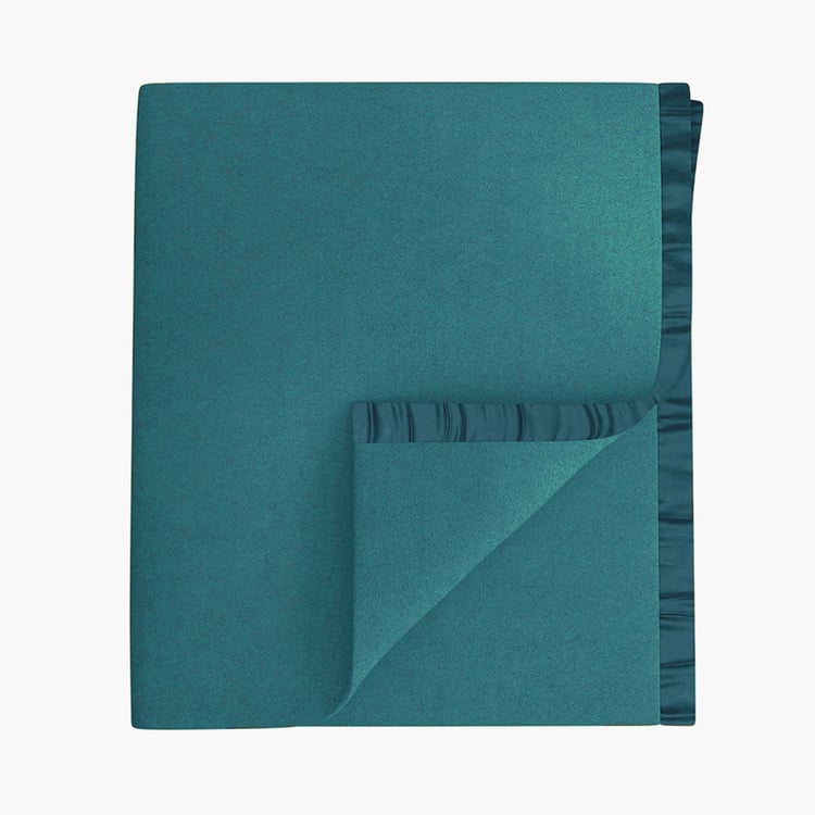 PORTICO Serenity Blue Solid Cotton Double Blanket - 220x240cm