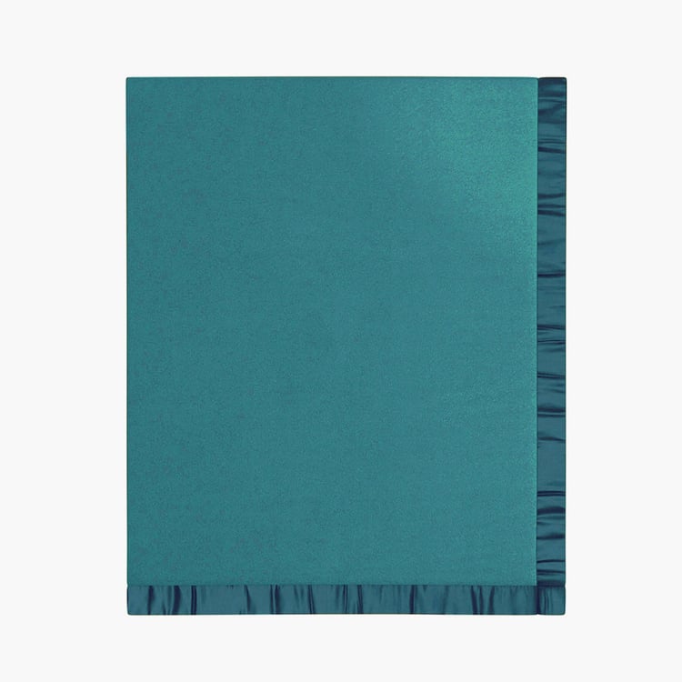 PORTICO Serenity Blue Solid Cotton Double Blanket - 220x240cm