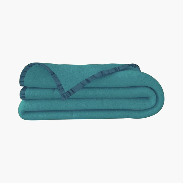 PORTICO Serenity Blue Solid Cotton Double Blanket - 220x240cm