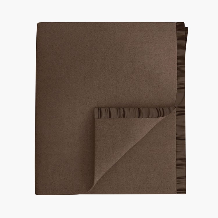 PORTICO Serenity Brown Solid Cotton Queen Blanket - 220x240cm