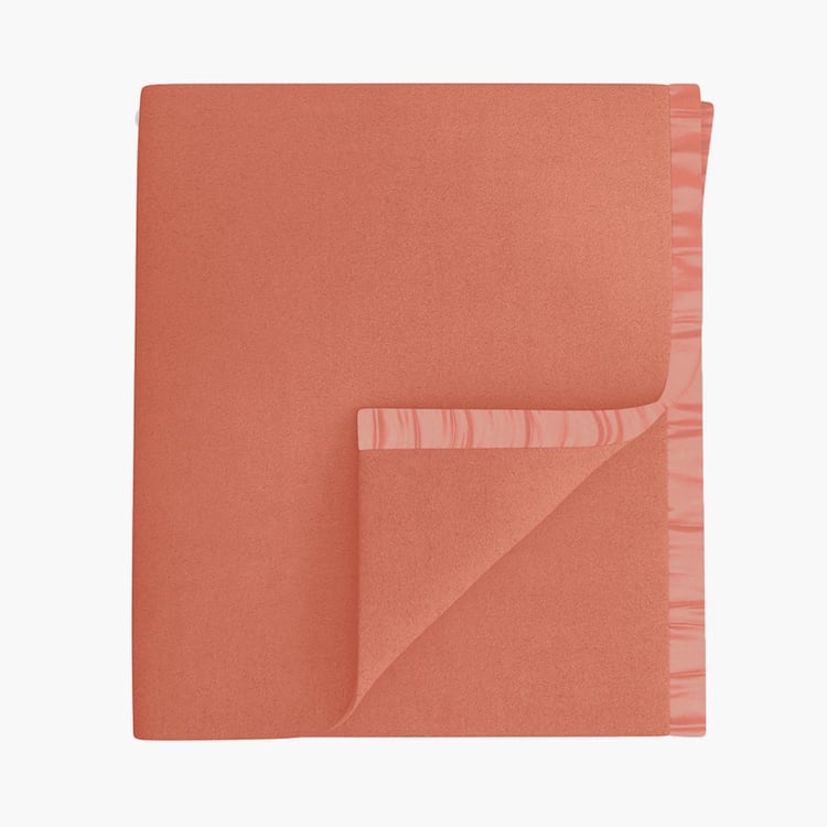 PORTICO Serenity Peach Solid Cotton Queen Blanket - 220x240cm