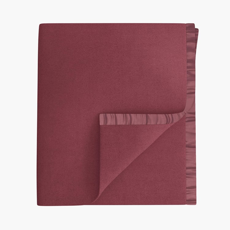 PORTICO Serenity Red Solid Cotton Double Blanket - 220 x 240 cm