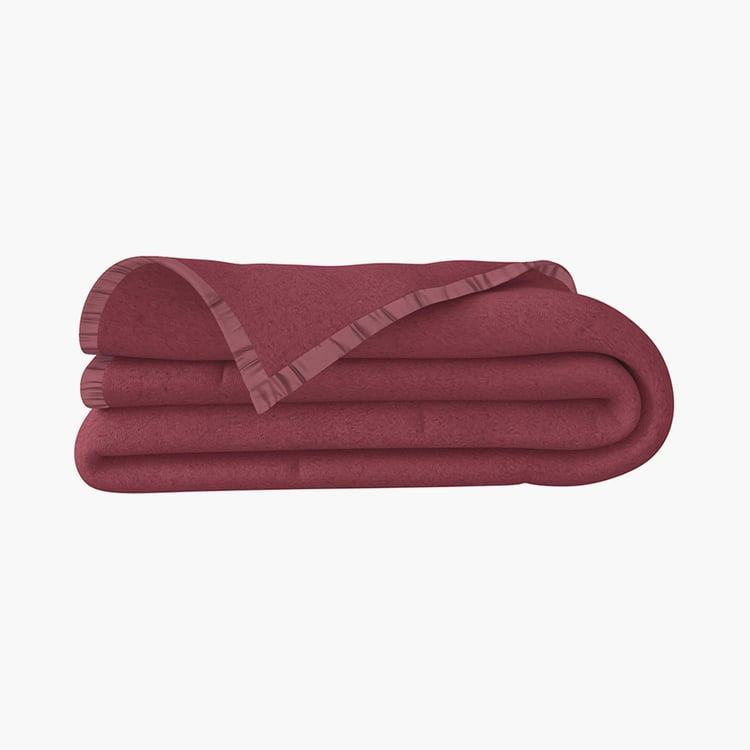 PORTICO Serenity Red Solid Cotton Double Blanket - 220 x 240 cm